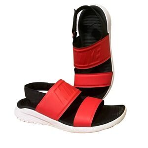 Nike Tanjun Sandals Red Black Strap Slingback Sport 882694-604 Women's Size 9